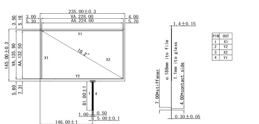 FOUR WIRE RESISTIVE TOUCH (10.2 INCH) 102001
